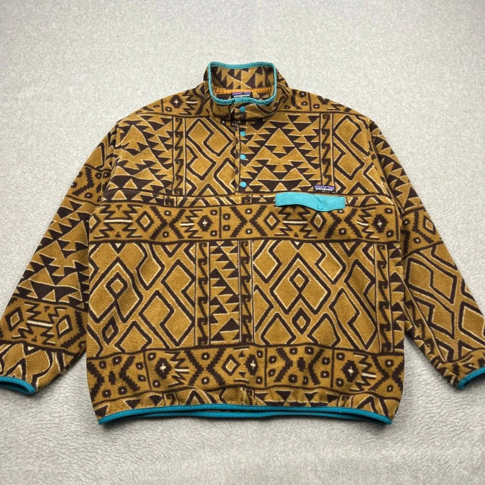 Patagonia Synchilla Snap-T Pullover Mens XL Montana Siete Brown Fleece 25450
